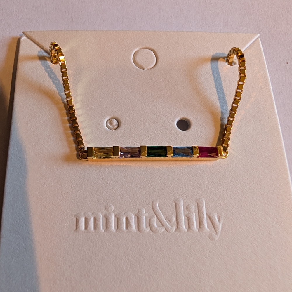 NWT Mint & Lily Dainty Baguette Birthstone Bracelet